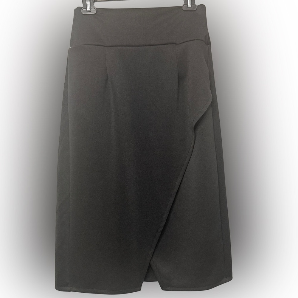 NATACHA AMARAL Lisbon Black Wrap Midi Skirt M NWOT High Waist